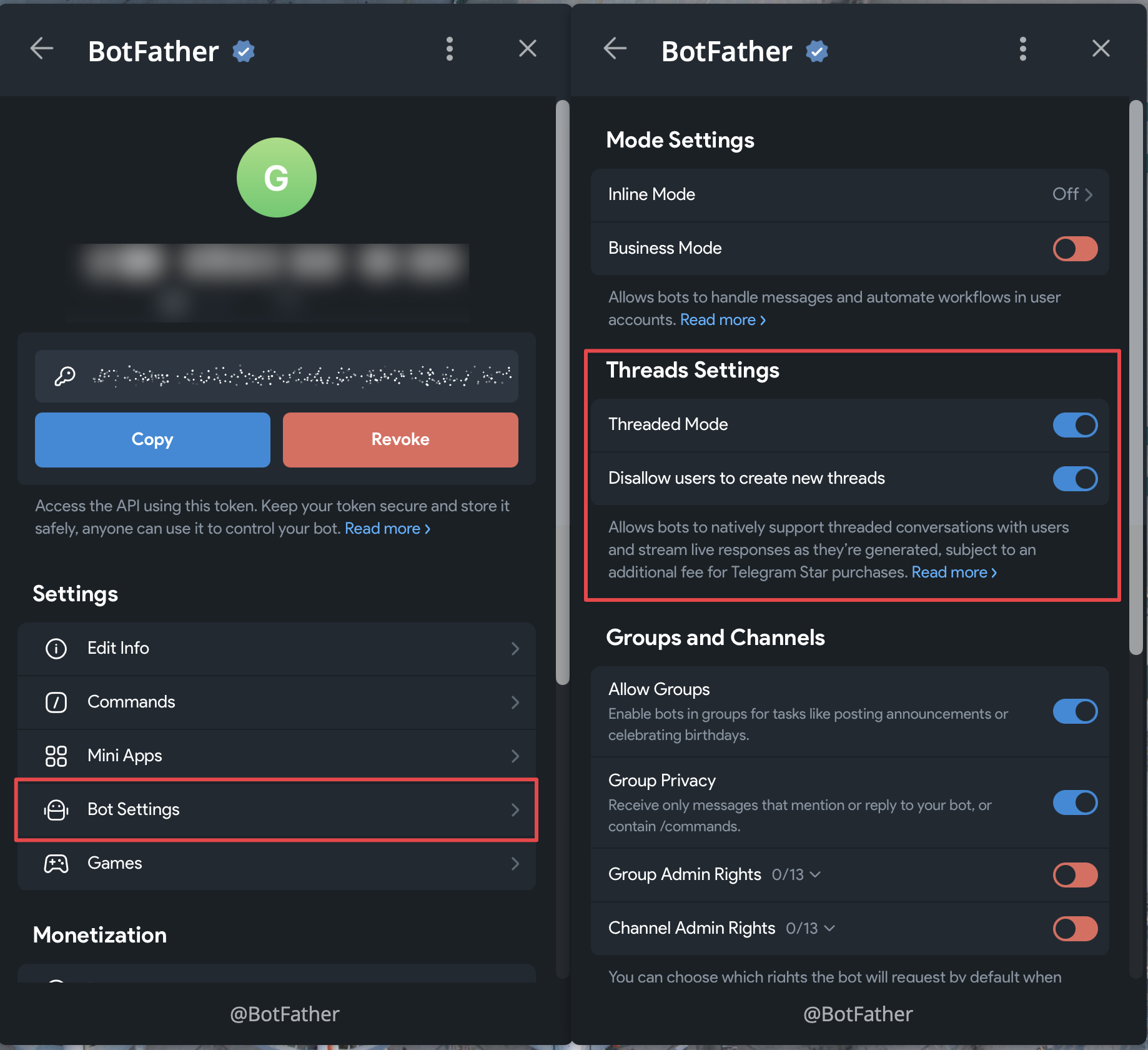 Включение топиков в боте